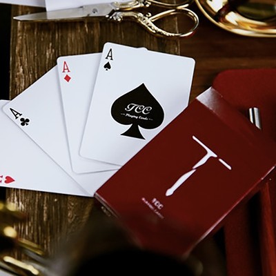 New T - Wine Red playing cards