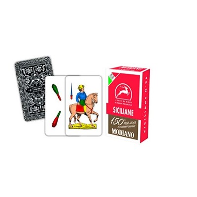 Sicilian playing cards red 150 Modiano