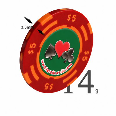 Personalisierung von 14g Ton-Jetons, Modell für den Pokerraum Montecarlo